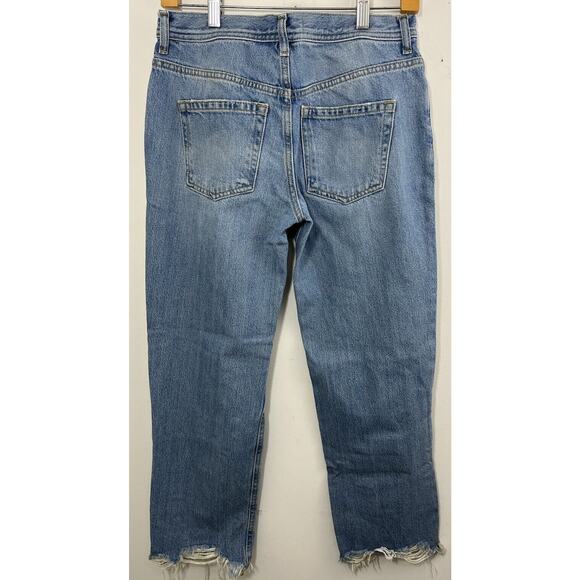 Free People We The Free Womens 25 Jeans Distressed Raw Hem Button Fly Blue Boho - Picture 2 of 11